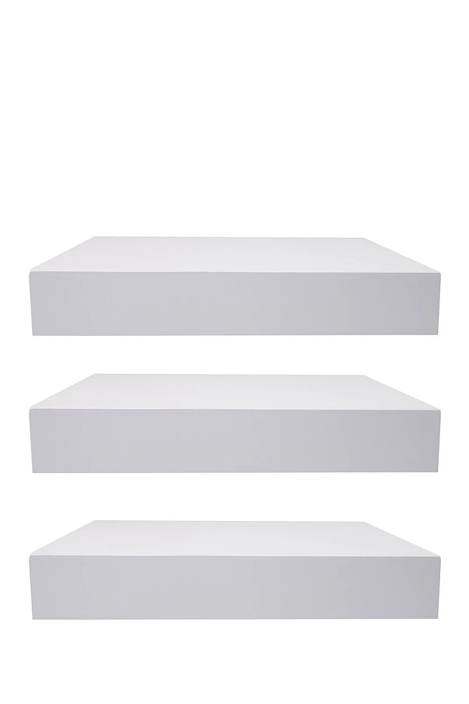 Tile Wall Shelf - Set of 3 -\n White