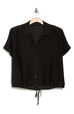 Short Sleeve Tie Front Button-Up Shirt