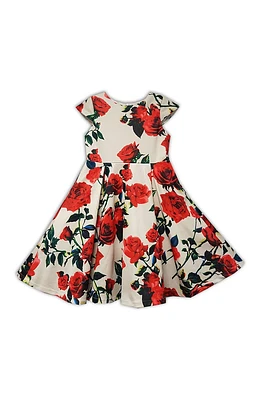 Kids' Scuba Floral Fit and Flare Dress