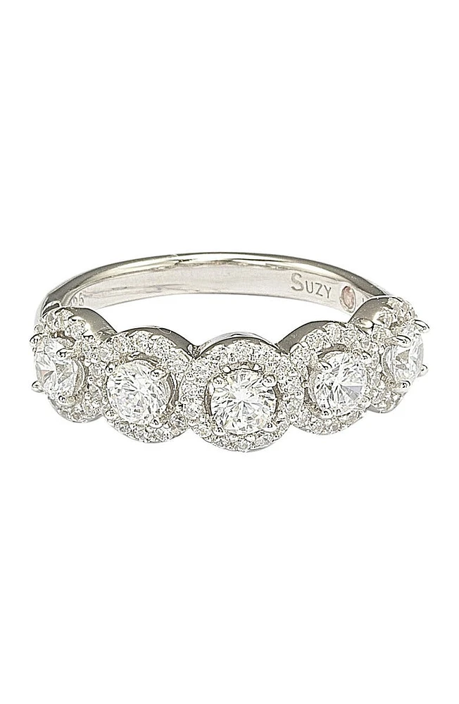 Sterling Silver Round Cubic Zirconia Halo Ring
