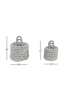 Gray Fabric Coastal Storage Basket with Handles - Set of 2