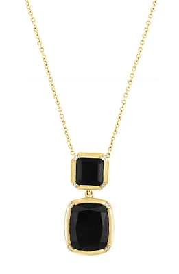 Diamond & Onyx Pendant Necklace - 0.02ct.