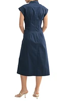 Pleated Cotton Shirtdress