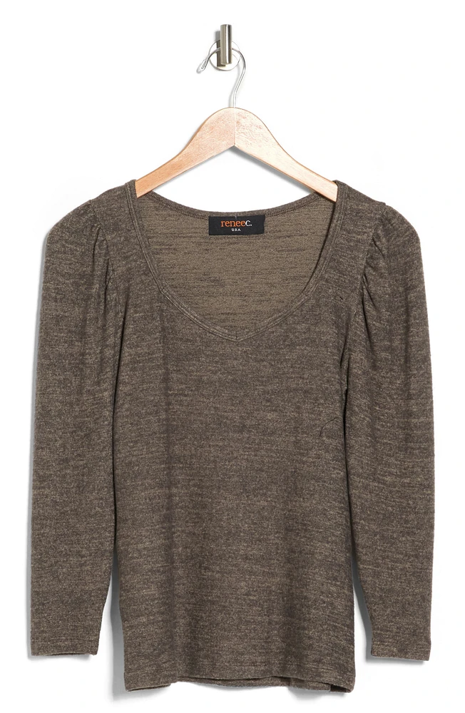 V-Neck Puff Shoulder Top