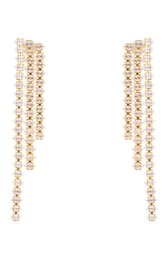 Cubic Zirconia Triple Chain Drop Earrings