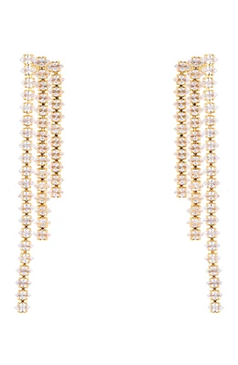 Cubic Zirconia Triple Chain Drop Earrings