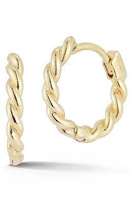 14K Gold Twist Huggie Hoop Earrings