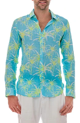 Palm Linen Button-Up Shirt