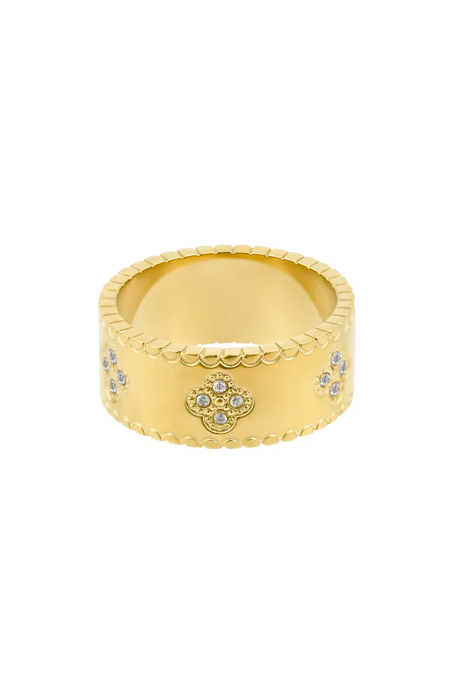 Cubic Zirconia Clover Band Ring