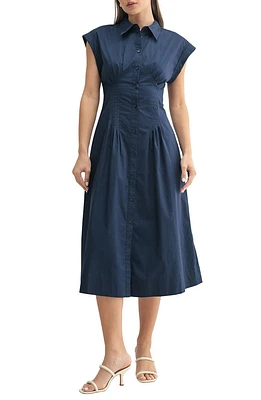 Pleated Cotton Shirtdress