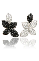 Sterling Silver Mismatched Flower CZ Pavé Earrings