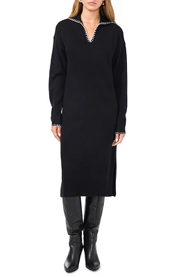 Whipstitch Detail Long Sleeve Sweater Dress