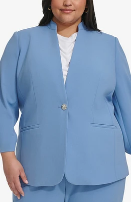 Single Button Scrunch Sleeve Blazer
