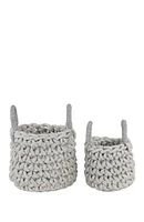 Gray Fabric Coastal Storage Basket with Handles - Set of 2