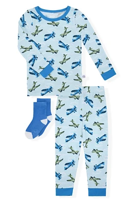 Kids' Airplane Two-Piece Pajamas & Socks Set