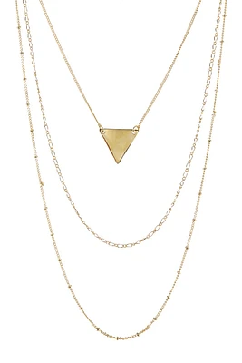 Triple Chain Layered Triangle Necklace