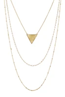 Triple Chain Layered Triangle Necklace