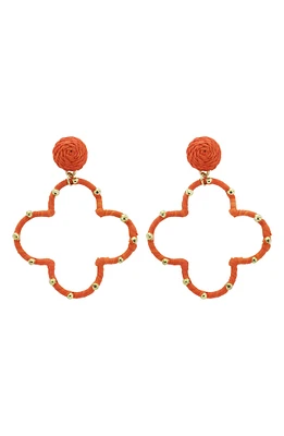 Raffia Open Clover Drop Earrings