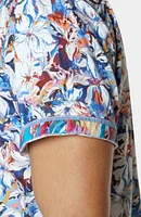 Floral Print Cotton Short Sleeve Button-Up Shirt