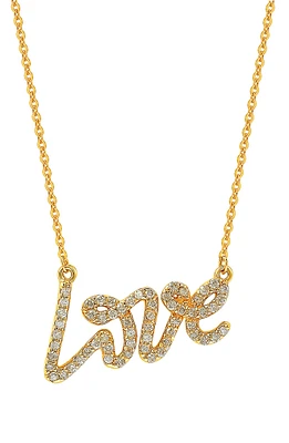 14K Yellow Gold Diamond Love Pendant Necklace - 0.30 ctw
