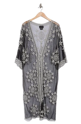 Embroidered Tie Front Duster