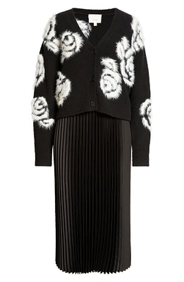 Aerin Abstract Floral Long Sleeve Sweater Dress