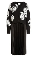 Aerin Abstract Floral Long Sleeve Sweater Dress