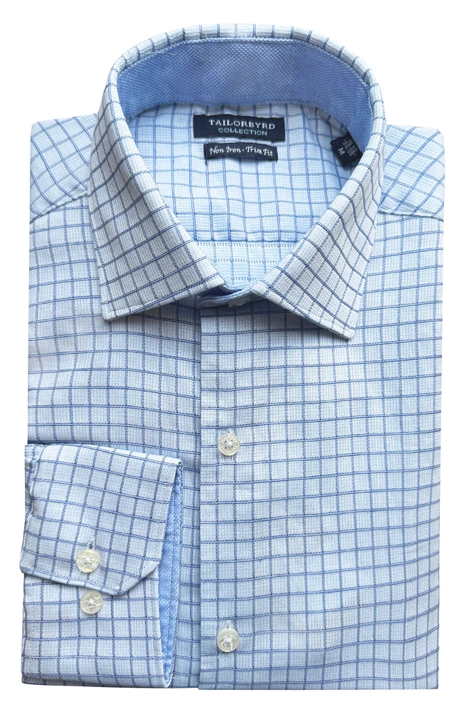 Trim Fit Dobby Check Non-Iron Stretch Dress Shirt