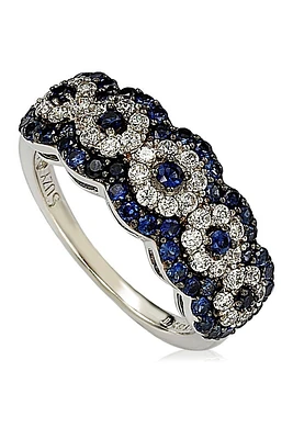 Two-Tone Blue Sapphire, Created White Sapphire & Brown Diamond Ring
