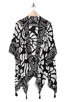 Abstract Tassel Trim Ruana
