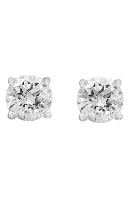 14K White Gold Round Diamond Stud Earrings - 0.50 ctw.