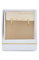 2-Pack CZ Studs & Hoop Earrings Set