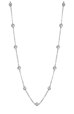 Round CZ Station Chain Necklace