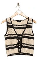 Tie Front Open Knit Top