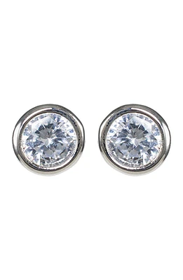 Bezel Cubic Zirconia Stud Earrings