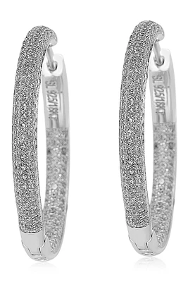 Pavé Cubic Zirconia Hoop Earrings