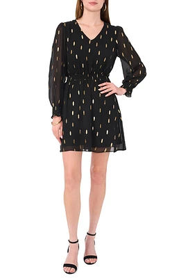 Metallic Spot Smocked Waist Dress