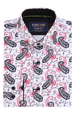Slim Fit Paisley Print Performance Dress Shirt