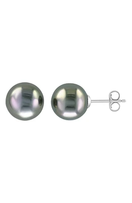 14K White Gold Tahitian Pearl Stud Earrings