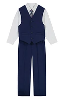 Kids' Diamond Texture Button-Up Shirt, Vest, Tie & Pants Set