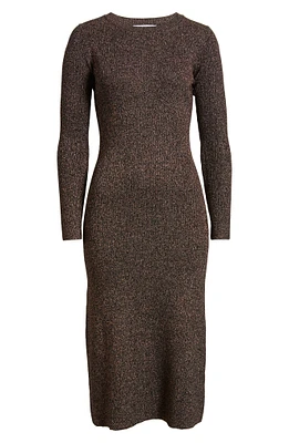 Metallic Long Sleeve Midi Sweater Dress