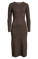Metallic Long Sleeve Midi Sweater Dress