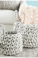 Gray Fabric Coastal Storage Basket with Handles - Set of 2