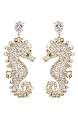 Pavé CZ Seahorse Drop Earrings