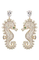 Pavé CZ Seahorse Drop Earrings