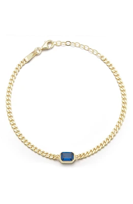 14K Gold Vermeil Curb Link CZ Solitaire Bracelet
