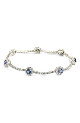 Sterling Silver & Sapphire Halo Tennis Bracelet
