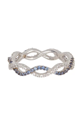Sterling Silver Sapphire Diamond Accent Cutout Band - 0.02 ctw