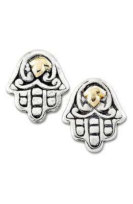 18K Yellow Gold & Sterling Silver Hamsa Stud Earrings