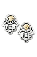 18K Yellow Gold & Sterling Silver Hamsa Stud Earrings